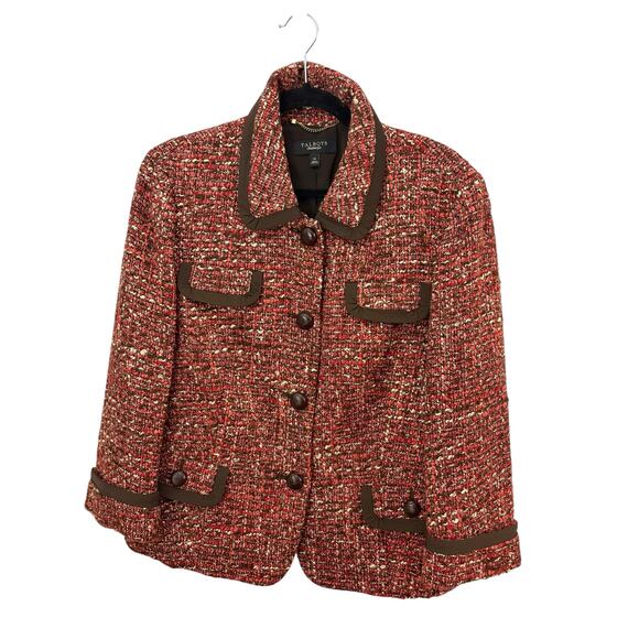 Talbots Wool Blend Blazer 4 Button Front Size 14 Long Sleeve Office Career Fall - Picture 1 of 9